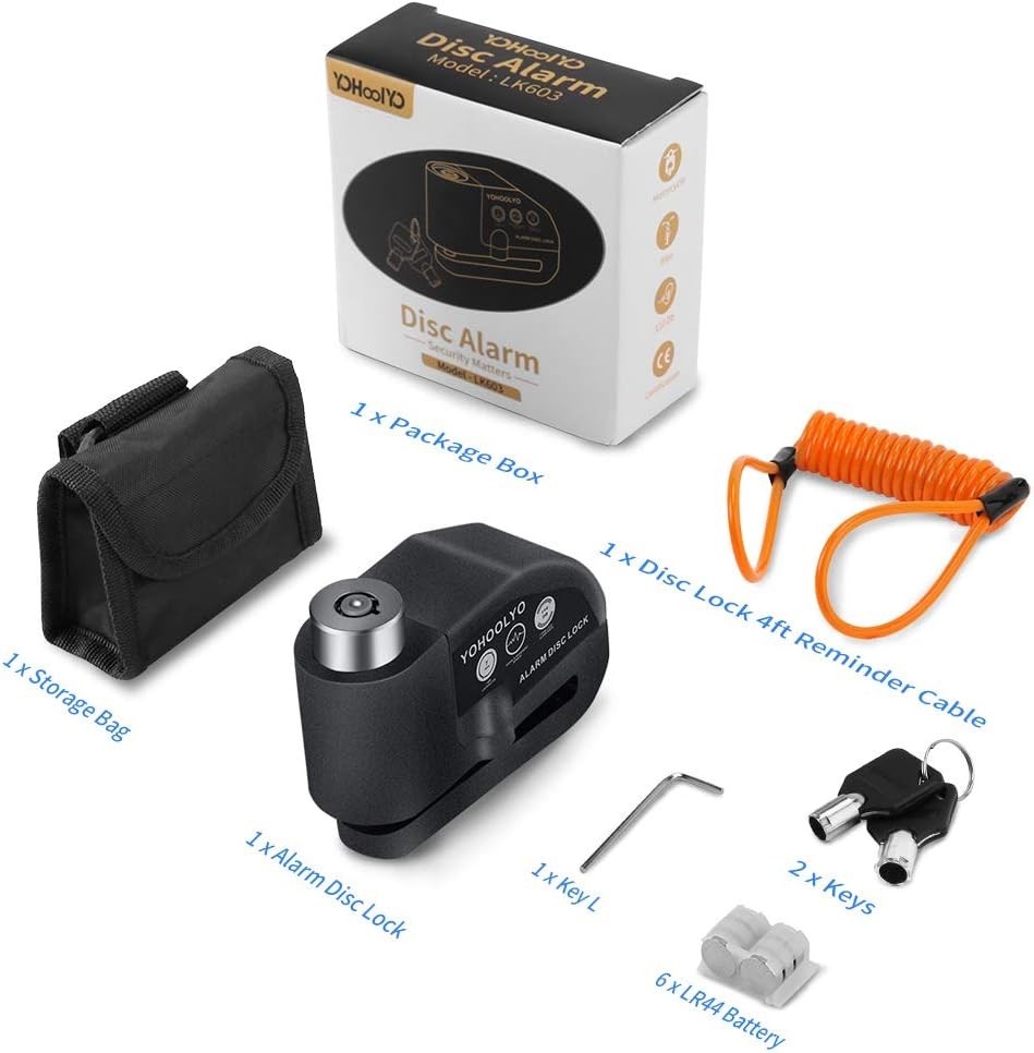 Versatile Motorcycle and Bicycle Lock with Motion Sensor & Rust-Resistant Finish
