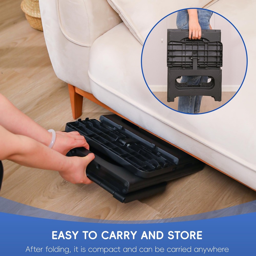 2-Step Folding Stool for Adults, Non-Slip Foldable Stool for Home, Office, Ga...