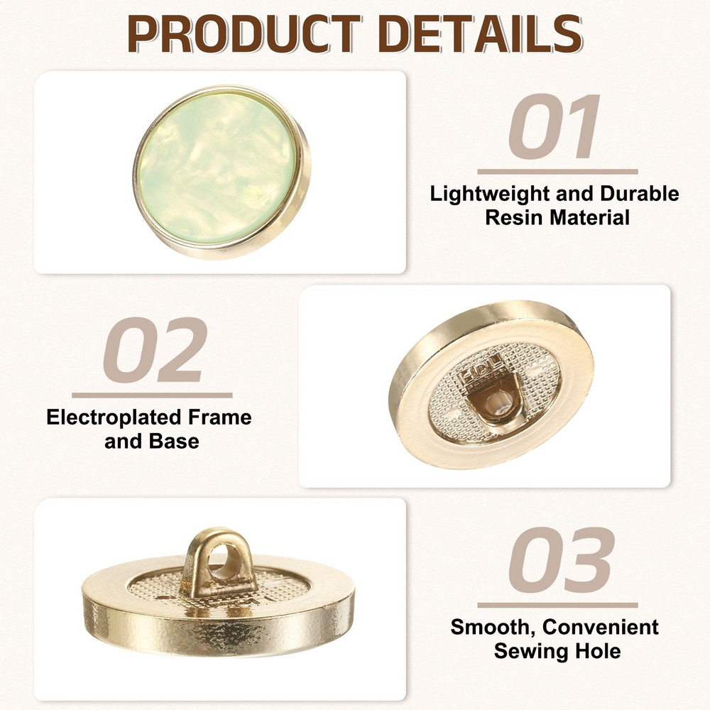 5Pcs Round Button, 25mm/1" Resin Decorative Pattern Button, Light Green