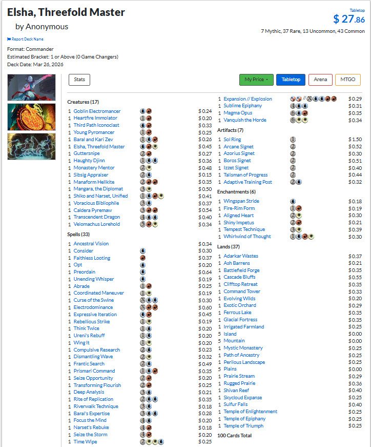 Jeskai Striker Budget Modified Precon MTG EDH Commander Deck Read Desc