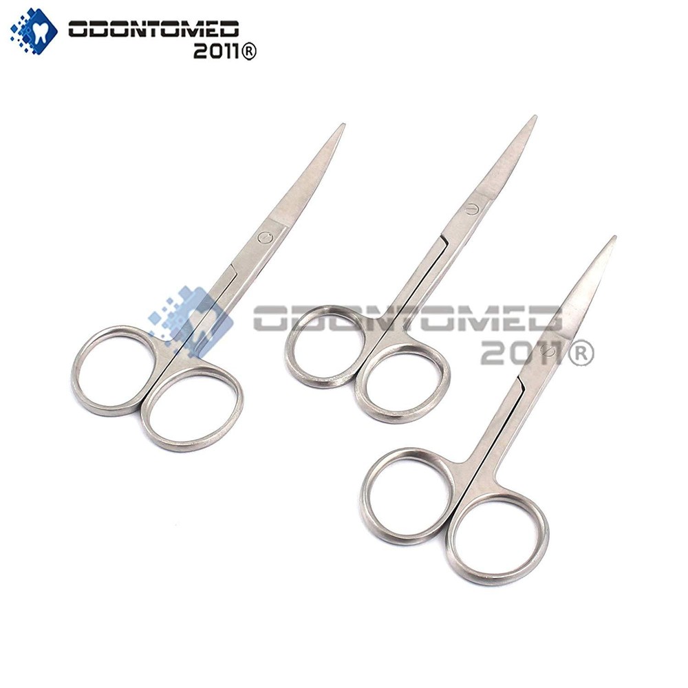 3 Operating Dissecting Surgical Scissors 4.5" Curved Sharp Sharp Blades