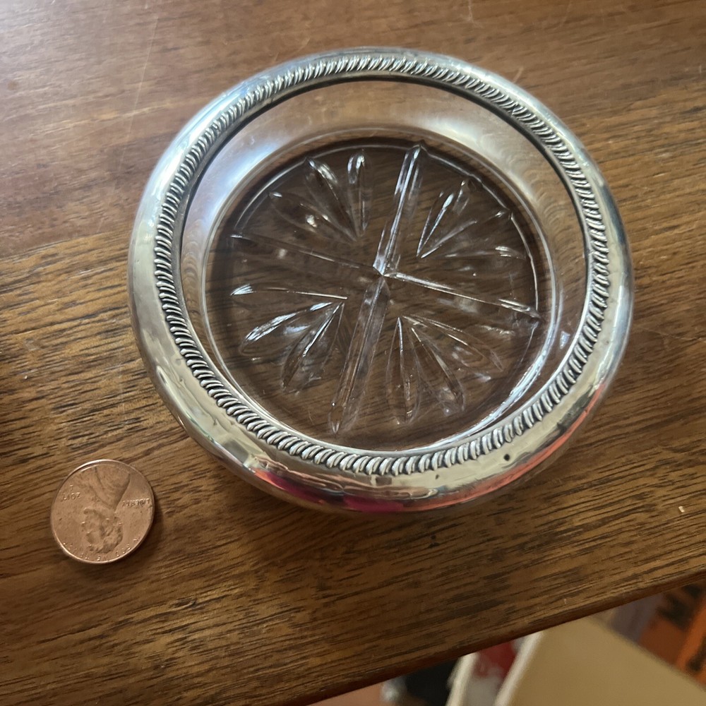 ROGERS SILVER, COASTER, STERLING SILVER RIM