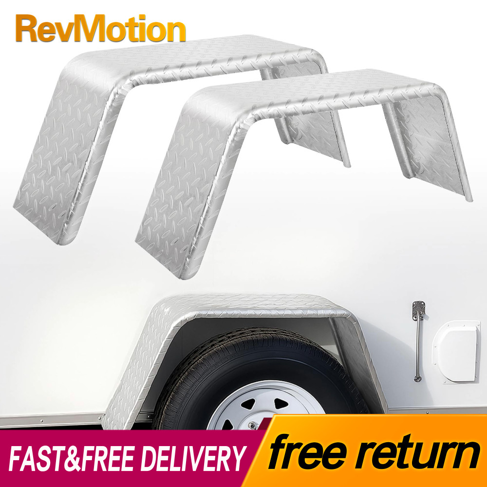 Square Trailer Fender for Single Axle 14-16 Inch Wheels Diamond Plate