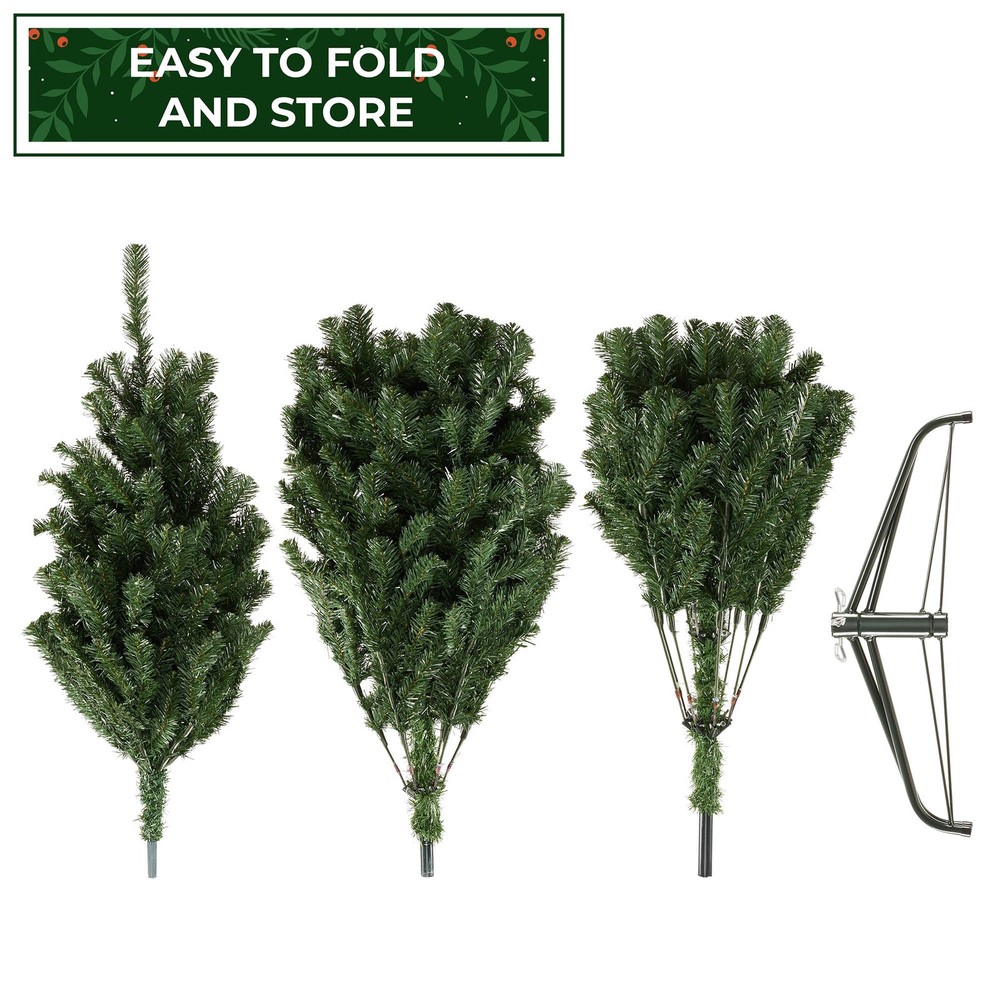 OPEN BOX - 9 ft Spruce Hinged Artificial Christmas Tree with Foldable Stand