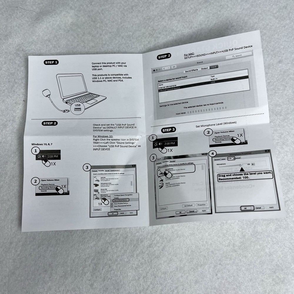 Mini USB Microphone for Laptop or Desktop Computer. Plug & Play