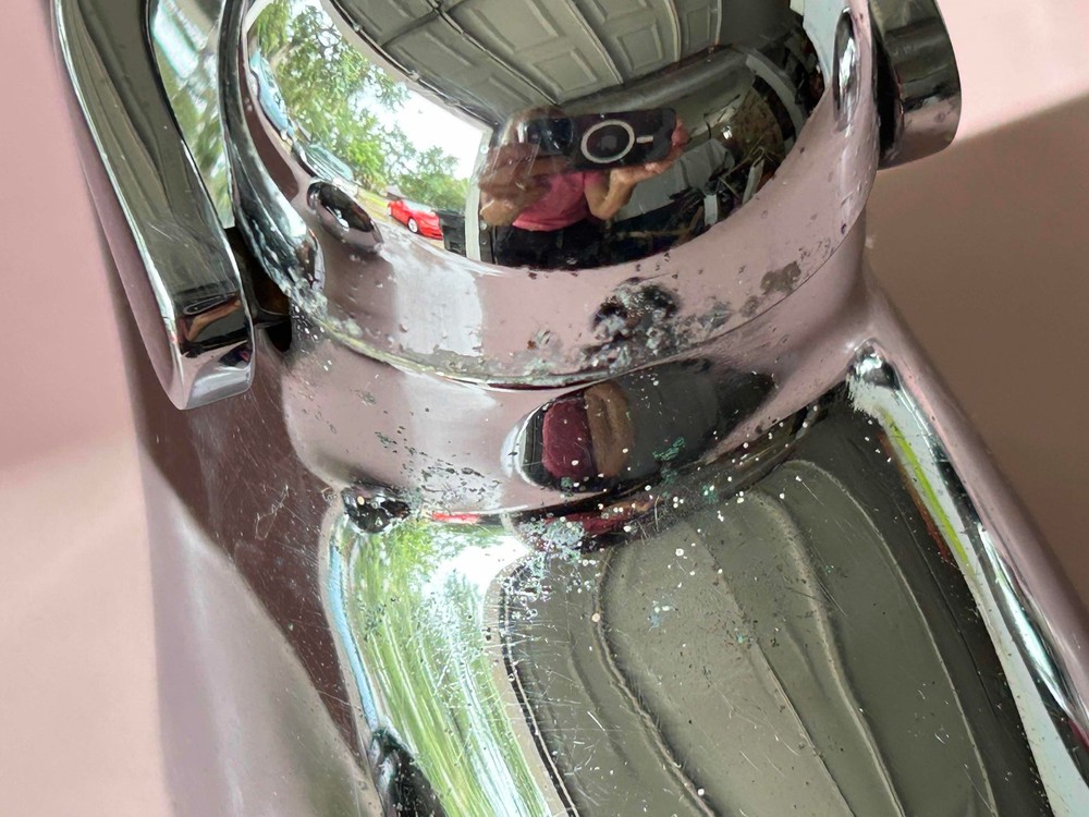 1954 Crane Pink Bathroom Sink - Drop-In - Atomic Chrome Knobs - Square Corners!