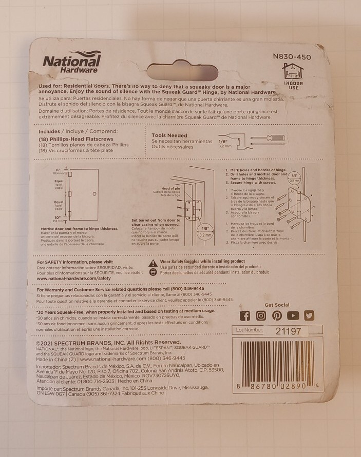 National Hardware N830-450 Surface Mount Round Door Hinge