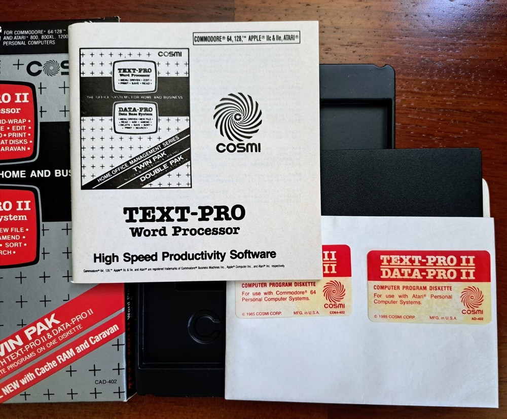 Text-Pro II & Data-Pro II, Cosmi, Database & Word Processor, Commodore & Atari