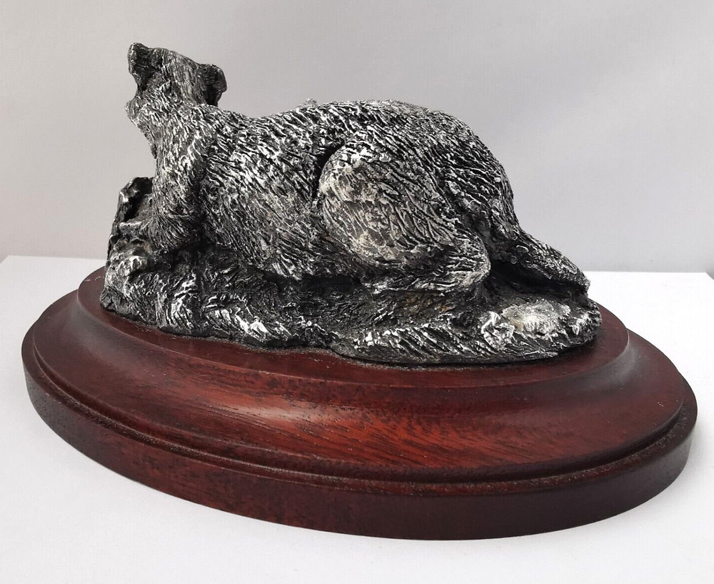 Vintage Solid Silver Badger Group Figurine - Sheff 1986.