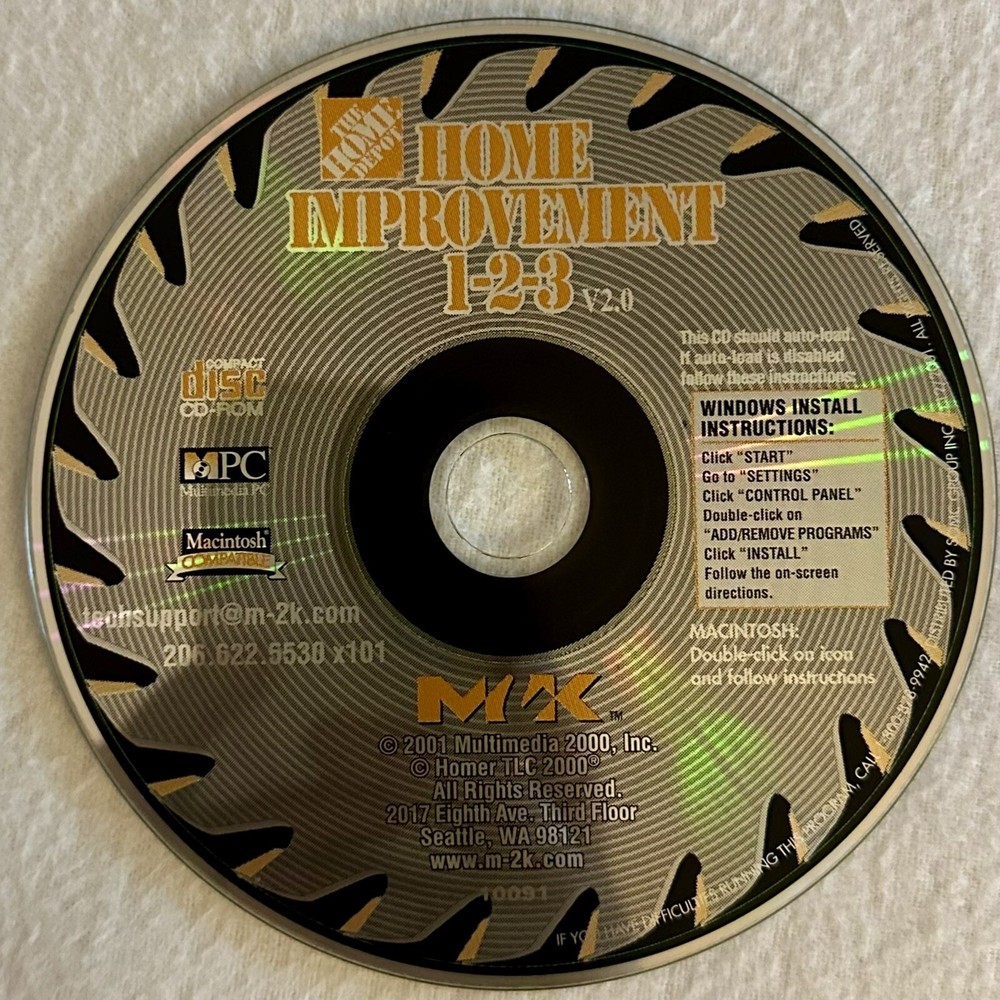Home Improvement 1-2-3 v 1.0 HOme Depot cd rom projects 1 2 3 software disc