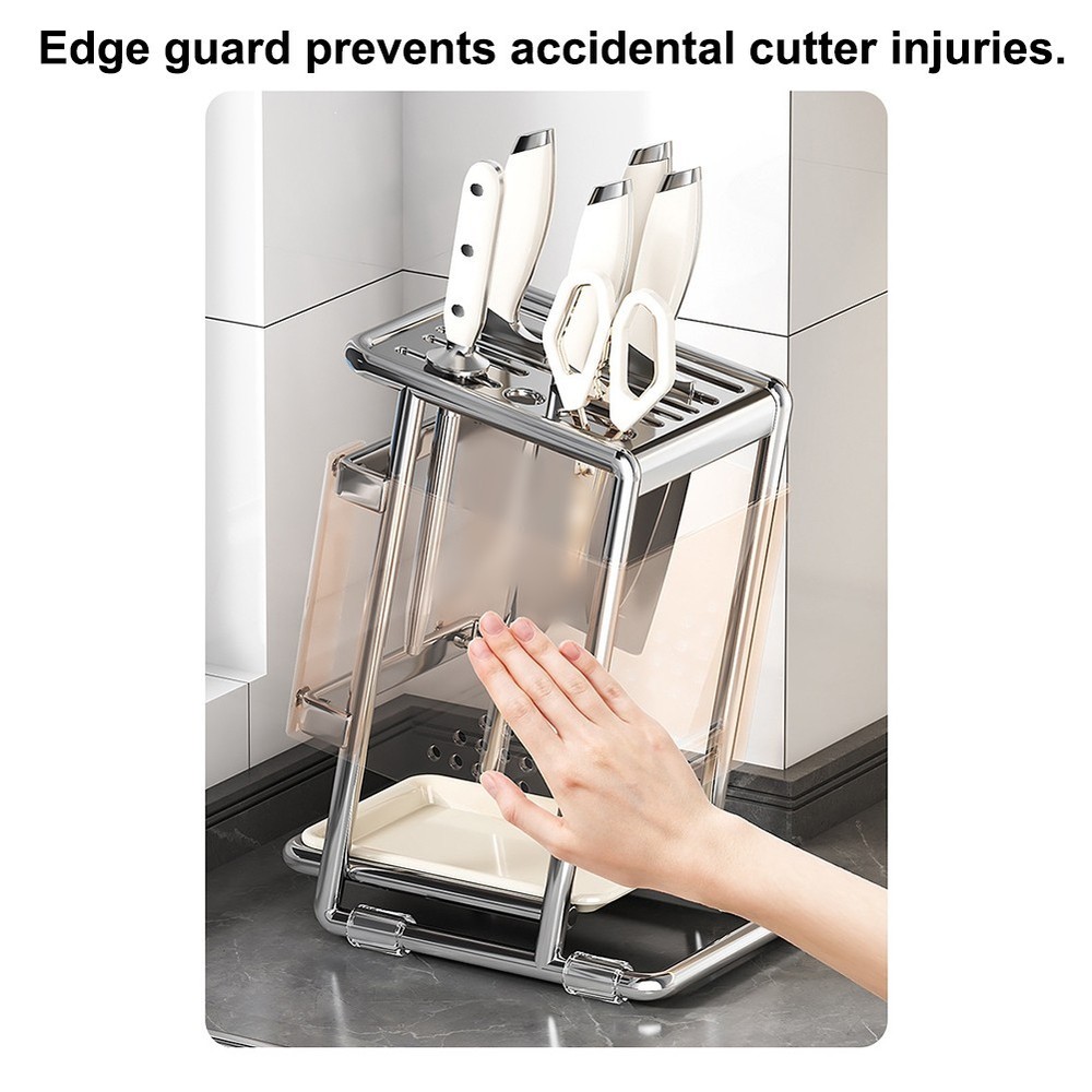 Cutter Block Kitchen Countertop 9-Slot Slimline Stain-resistant Carbon Steel