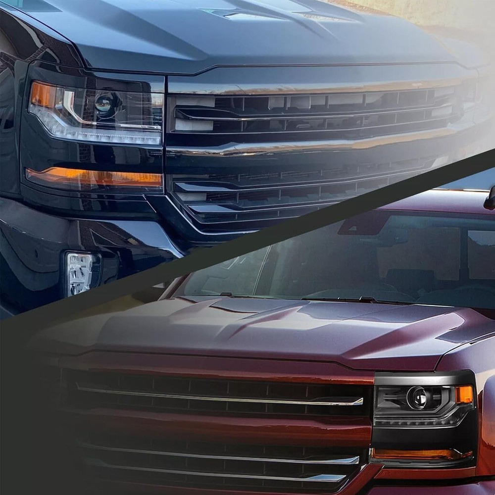 Headlights Assembly Compatible with 2016-2018 Chevy Silverado 1500 & 2019 Silver