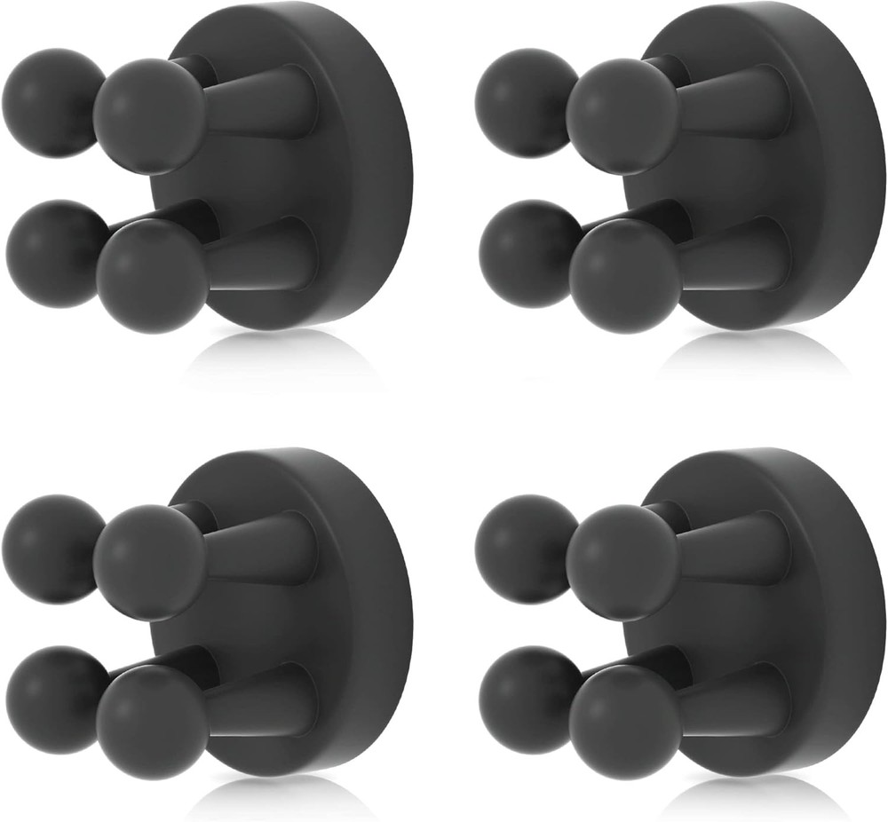 XoYoZo 4 pcs Silicone Toothbrush Holder Multi-Function Hook Waterproof Black