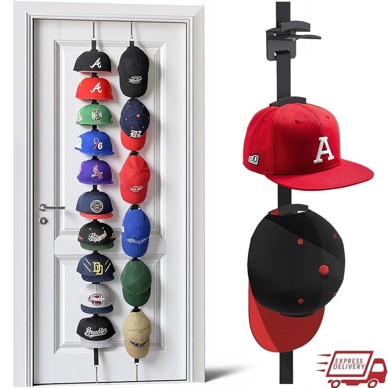 Hat Organizer Door Adjustable Hooks Baseball Cap Rack No Tools Installation New
