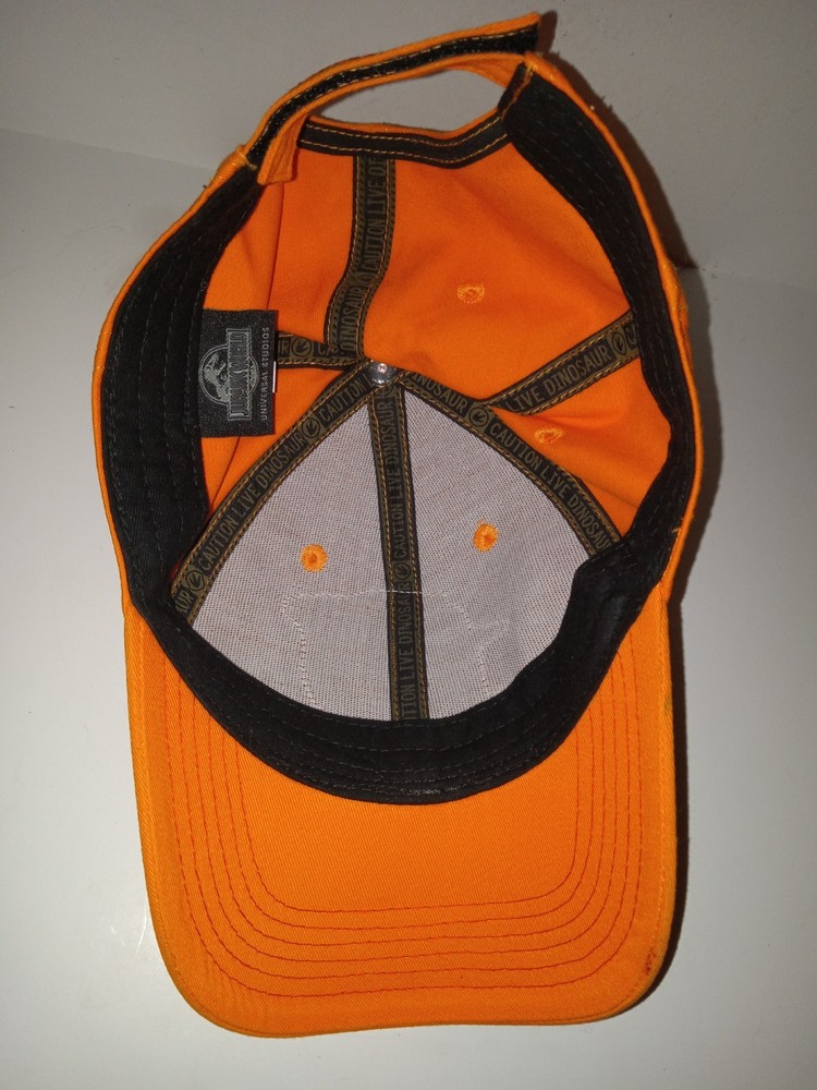 Universal Studios Exclusive Jurassic Park Baseball Hat Cap Orange Pre-Owned