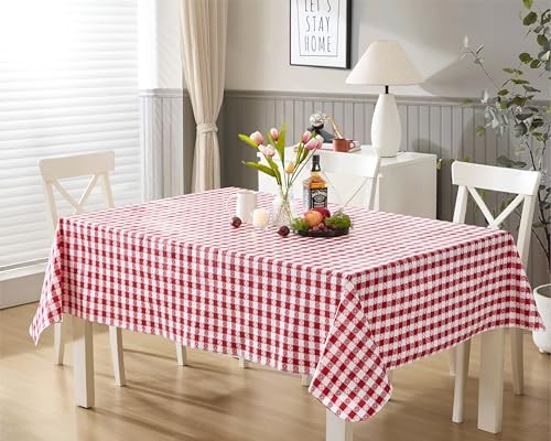 60 x 84 Inch Rectangle Vinyl Tablecloth with 84" x 60" (Rectangular) Red
