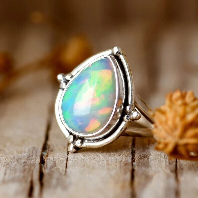 Opal Solid 925 Sterling Silver Beautiful Statement Lovely Ring, All Size M1431