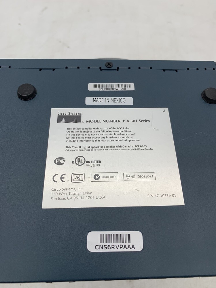 Cisco Systems PIX 501 Firewall VPN Security Networking. No Power Supply.