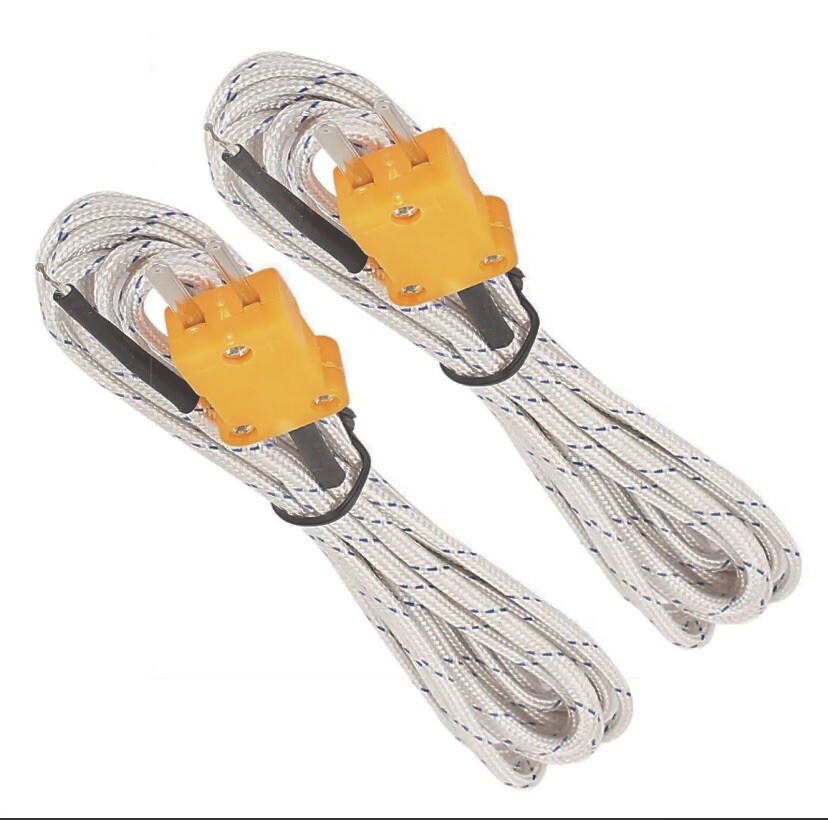 3 Meter K Type Thermocouple Probe Temperature Sensor for TM902C/TES1310 - 2 Pack