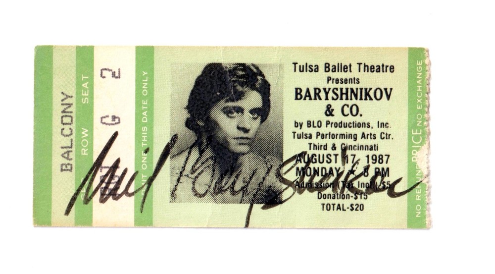 MIKHAIL BARYSHNIKOV  Signed 1987 Performance Ticket Ballet Dancer Choreographer