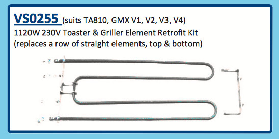 1120W 230V TOASTER & GRILLER ELEMENT RETROFIT KIT VS0255 TA810 GMX V1, V2, V3