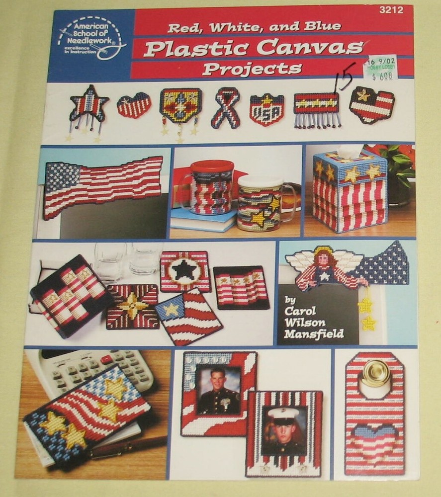 Plastic Canvas Red, White, Blue Projects Flags