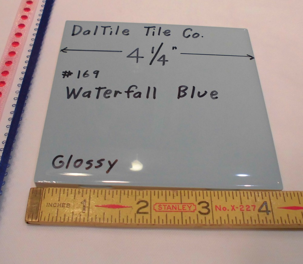 1 pc. Waterfall Blue: Glossy Ceramic Tile by Daltile Co. 4-1/4" Light Blue, NEW