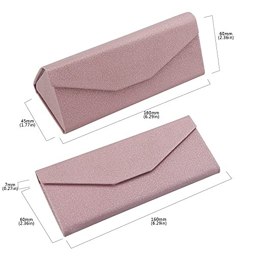 2 Pack Eyeglass Case Hard Shell with Foldable Design, Lxy_pink(2 Pack)