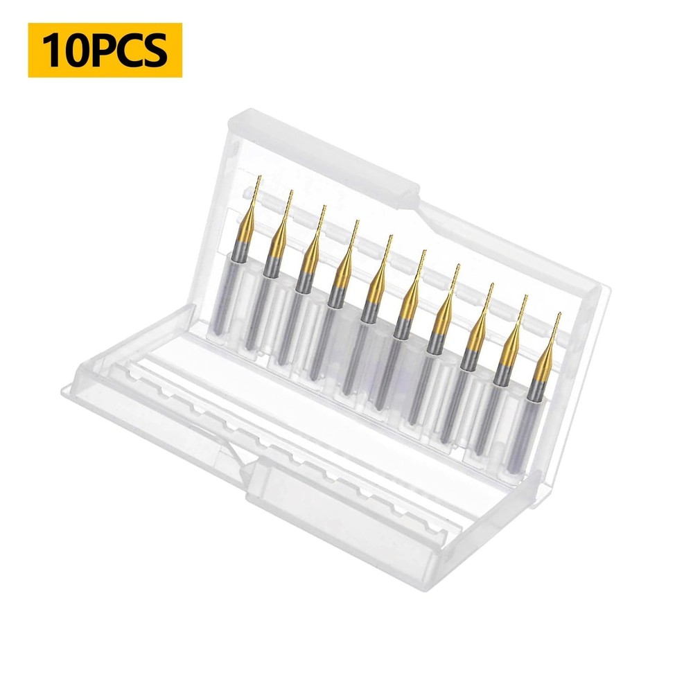 Tools 10Pcs 0.6mm TiN Coating Solid Carbide End Mill Engraving Milling Cutter...