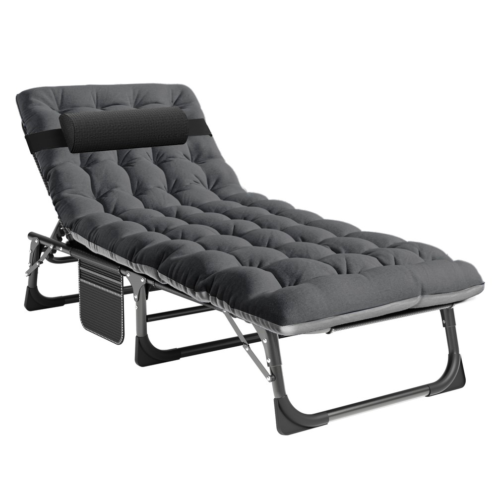 Rollaway Folding Guest Bed Rolling Cot Folding Chaise with Pillow Camping Bed