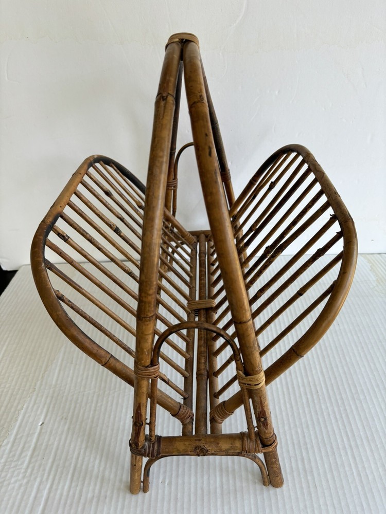 Vintage Boho Chic MCM Bamboo Magazine Holder/Rack Foldable