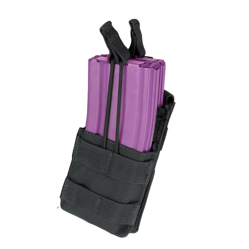 MOLLE PALS Modular Single Stack Bungee Open Top Magazine Mag Pouch - Black