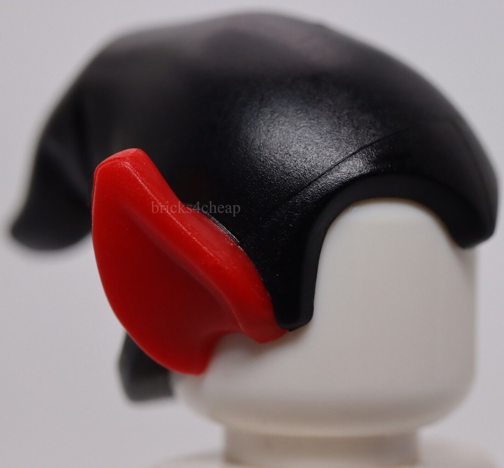 Lego Black Hat Elf Drooping with Molded Red Pointed Ears Pattern