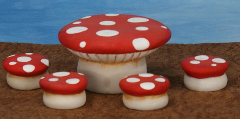 Ceramic Bisque Ready to Paint Toadstool Fairy Dinette Set