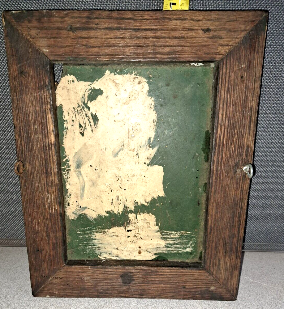 RARE Antique Hand made rustic Primative Mirror with metal hardware #542Bin14