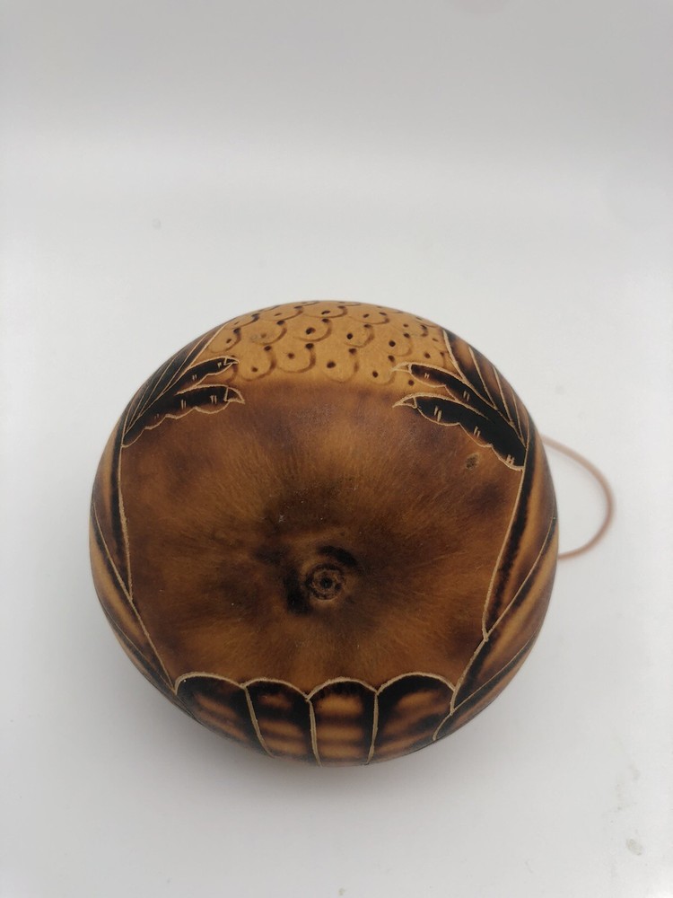 Hand Painted Gourd Owl Peruvian Folk Art 3”