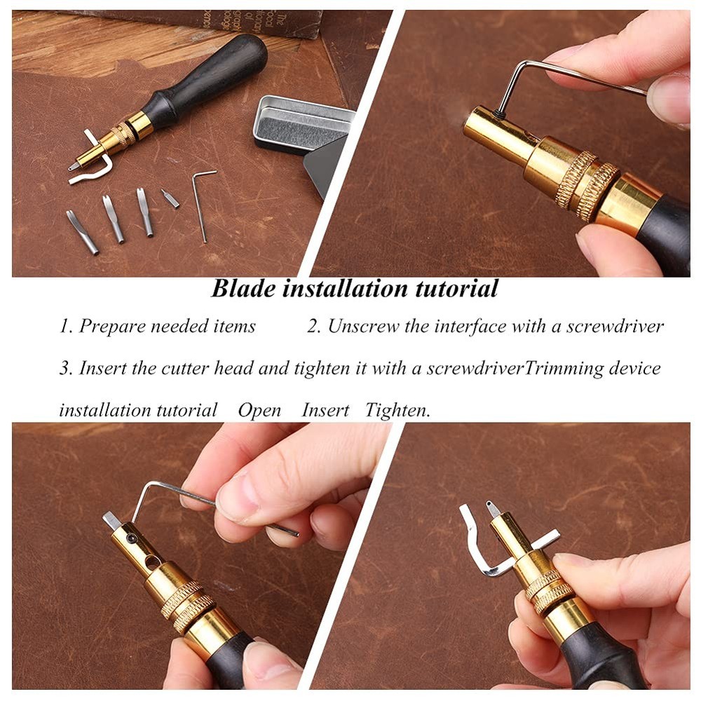 Leather Groover, Edge Burnisher, 7 in 1 Portable Adjustable...