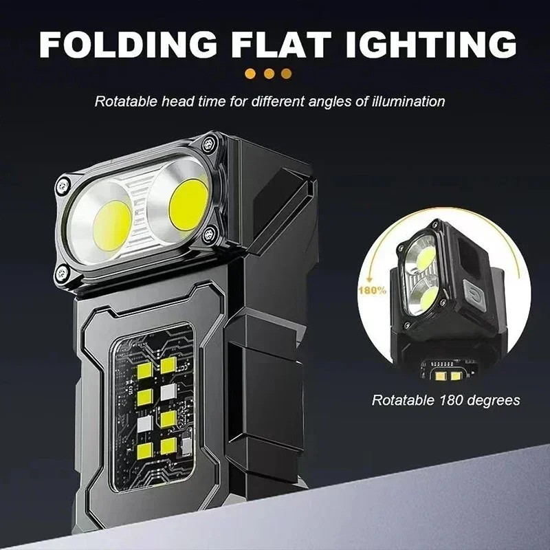 Portable Mini Pocket LED Flashlight Magnetic USB Rechargeable Torch Light Work