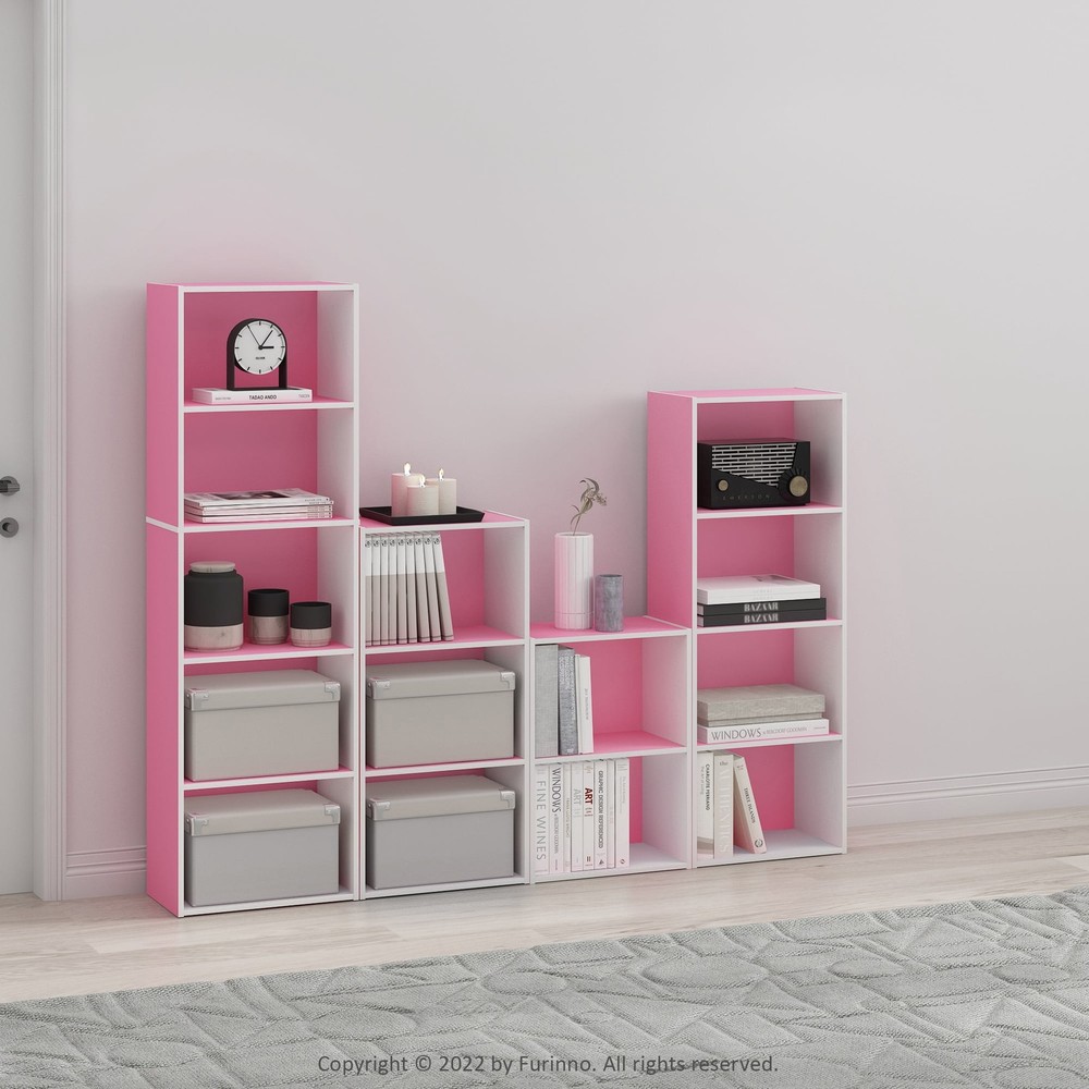 Luder 2-Tier Open Shelf Bookcase Pink/White