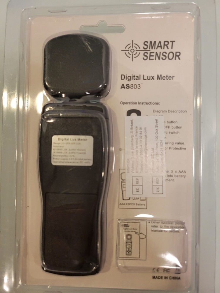 NEW Open Package Digital LuxMeter SMART SENSOR AS803 Mini LCD Display
