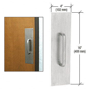 3/4" Diameter Brushed Stainless 8" Pull Handle with 4" x 16" Pull Plate