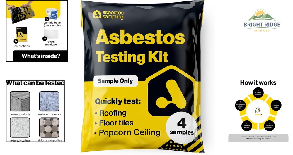 Asbestos Analysis Kit with 72hr Results - 4 Samples for Accurate Testing