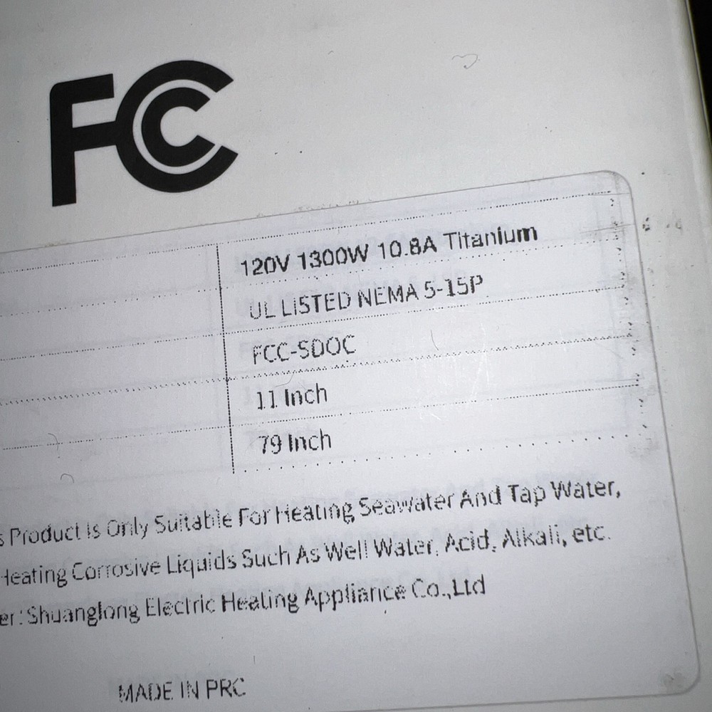 GRILLME 1300W Titanium Fully SubmersibleElectric Immersion Water Heater