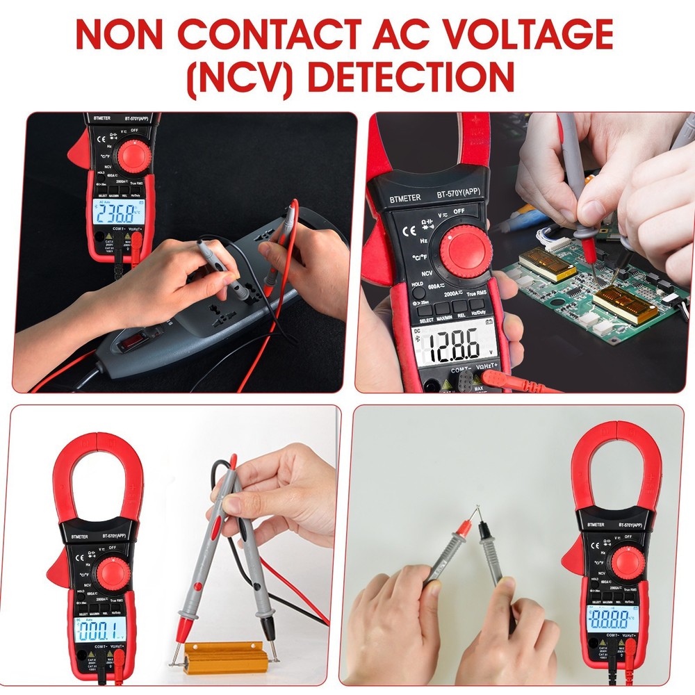 Digital Clamp Meter Multimeter 2000A 2000V TRMS AC DC Current Volt Amp 6000Count