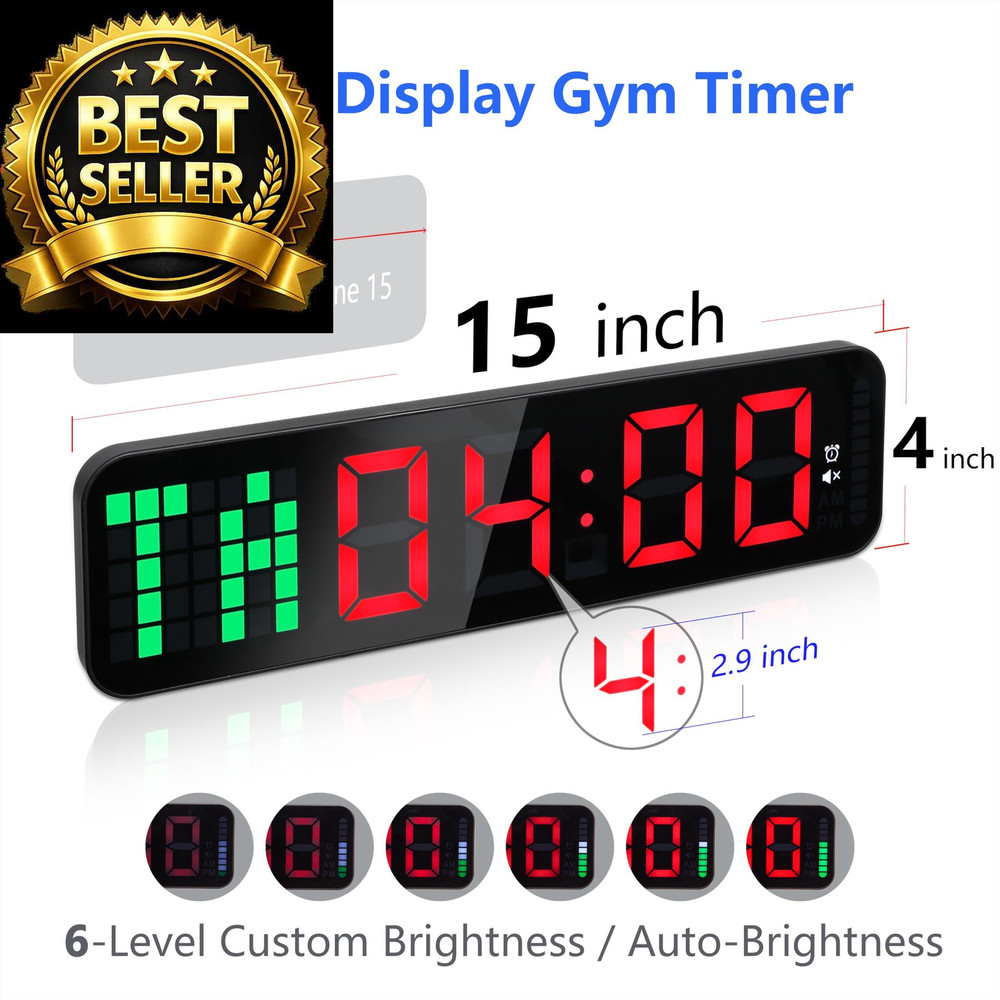 LUCORB Gym Timer - Large Digital Clock Wall with Interval Time Black+red