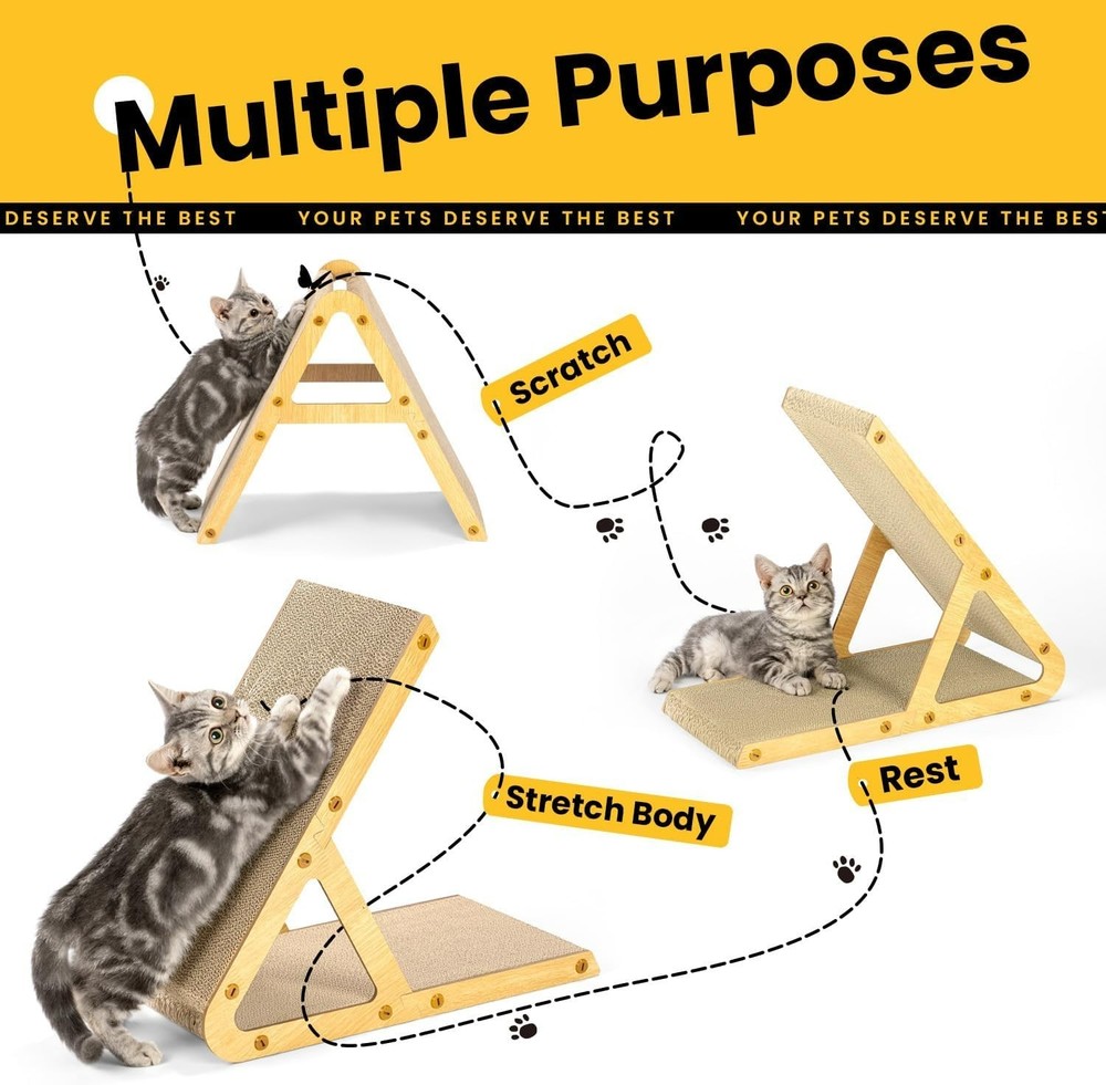 A-Frame Cat Scratcher Vertical & Horizontal Scratching pad for Multiple Cats,...