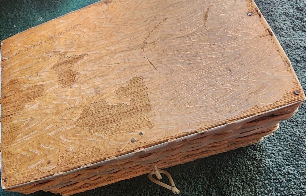 vintage wicker sewing kit box