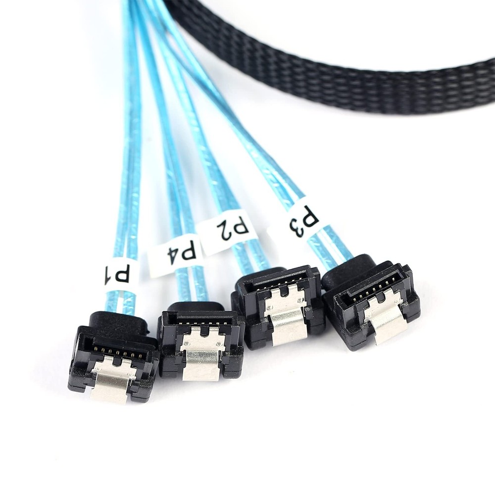 0.5M SFF-8087 to 90 Degree SATA Forward Breakout Cable Mini SAS Controller