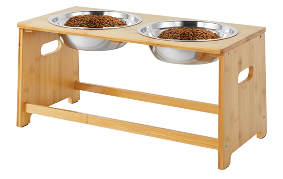 Hynawin Bamboo Elevated Dog Cat Bowels