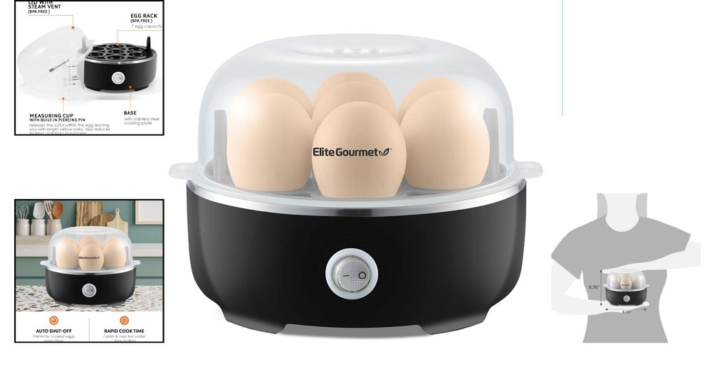 Compact Easy Egg Cooker – Perfectly Cook 7 Eggs Soft, Medium, Hard Boiled